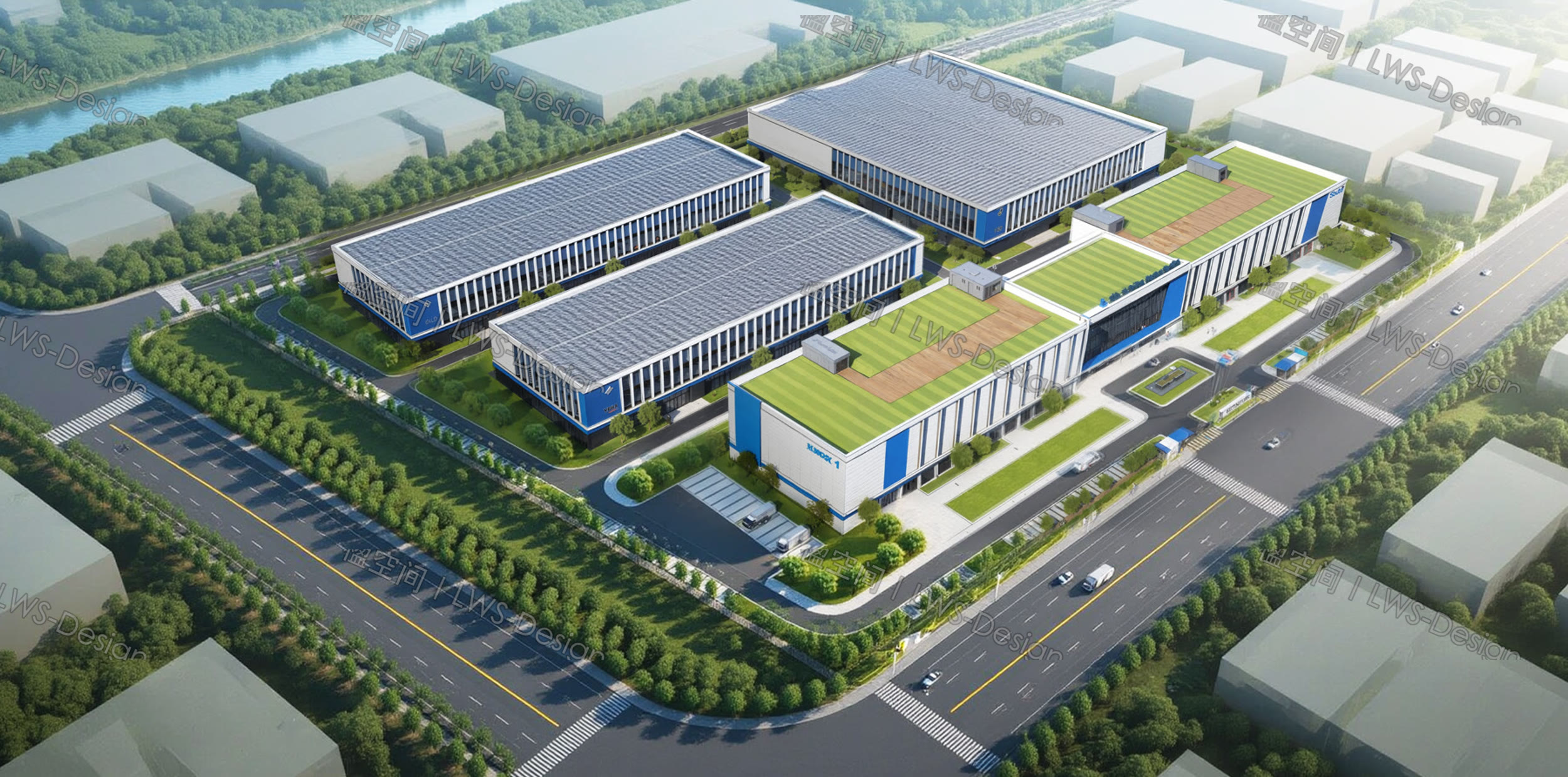 现代工业园区总图空间参考